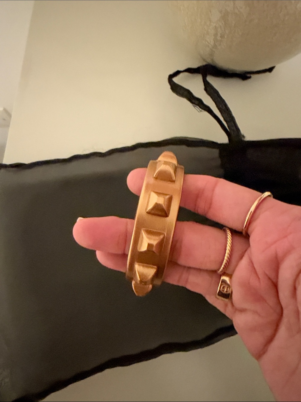 Gold Pyramid-Stud Hinged Bracelet